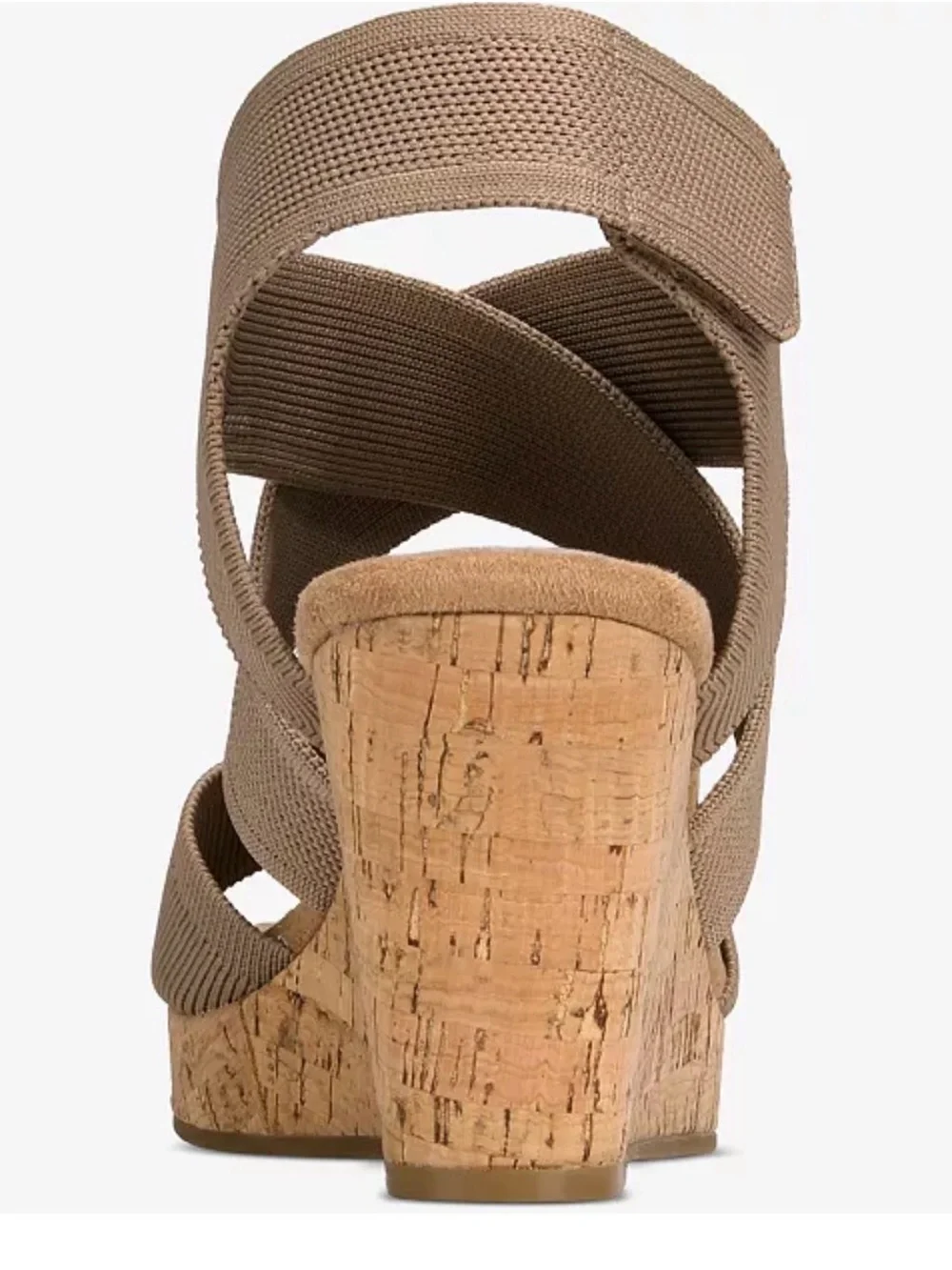Style & Co. Taupe Elastic Strappy Cork Wedge Sandal